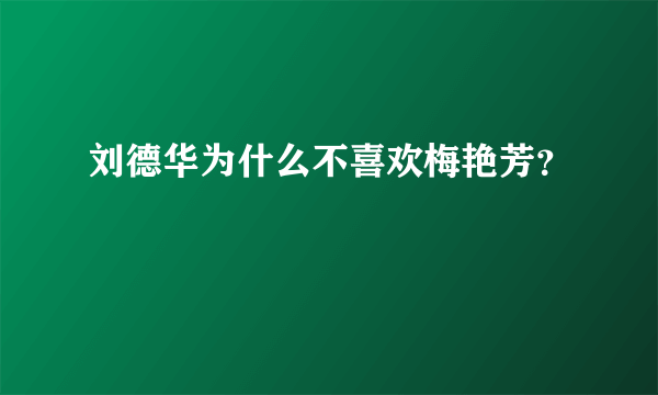 刘德华为什么不喜欢梅艳芳？