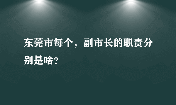 东莞市每个，副市长的职责分别是啥？