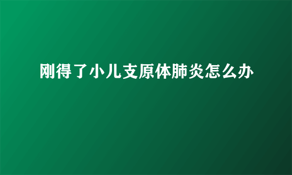 刚得了小儿支原体肺炎怎么办