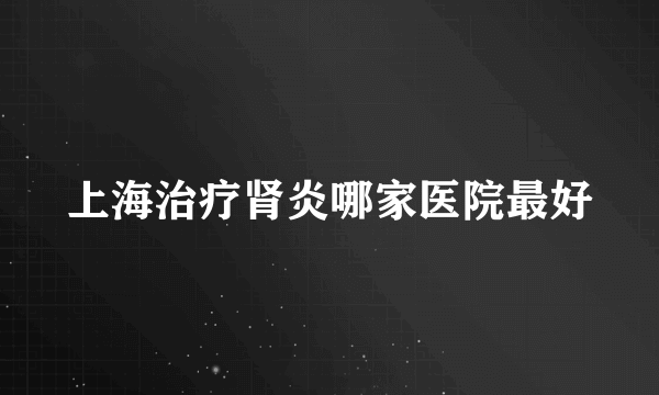 上海治疗肾炎哪家医院最好