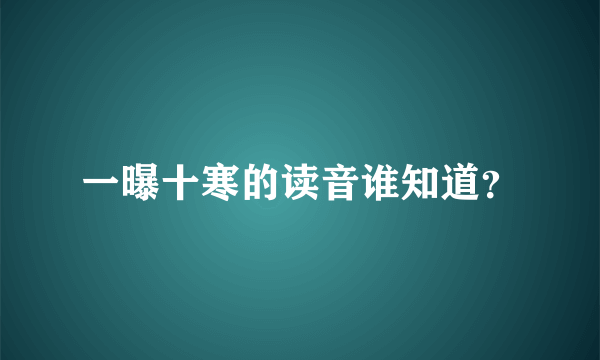 一曝十寒的读音谁知道？