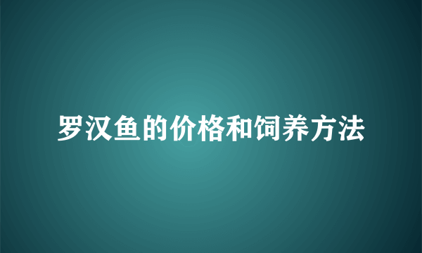 罗汉鱼的价格和饲养方法