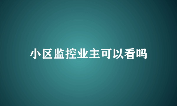 小区监控业主可以看吗