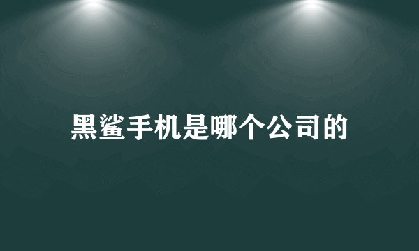 黑鲨手机是哪个公司的