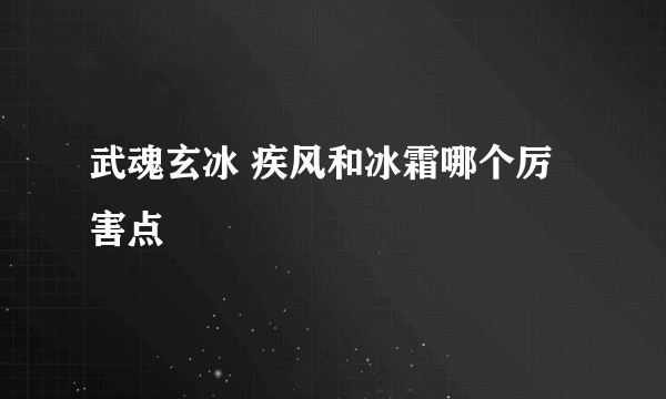 武魂玄冰 疾风和冰霜哪个厉害点