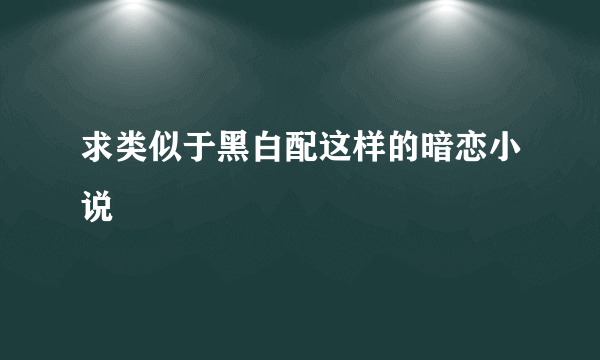 求类似于黑白配这样的暗恋小说