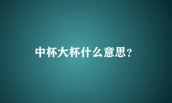 中杯大杯什么意思？