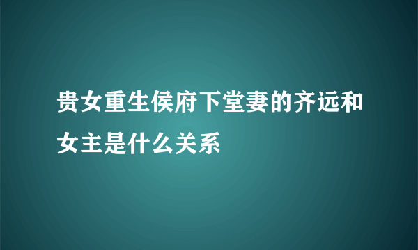 贵女重生侯府下堂妻的齐远和女主是什么关系