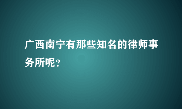 广西南宁有那些知名的律师事务所呢？