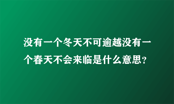 没有一个冬天不可逾越没有一个春天不会来临是什么意思？