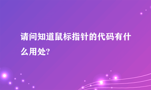 请问知道鼠标指针的代码有什么用处?