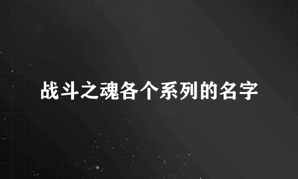 战斗之魂各个系列的名字