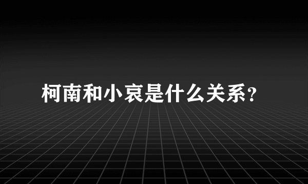 柯南和小哀是什么关系？