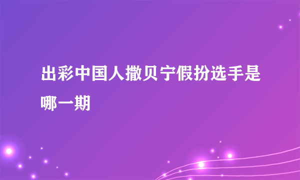 出彩中国人撒贝宁假扮选手是哪一期