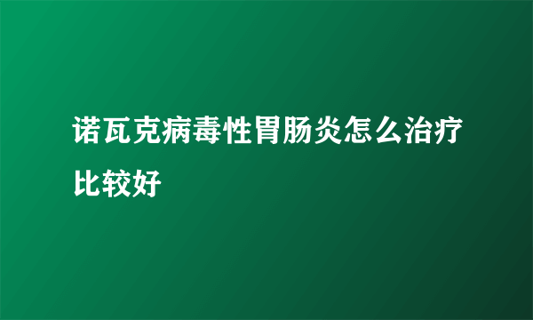 诺瓦克病毒性胃肠炎怎么治疗比较好