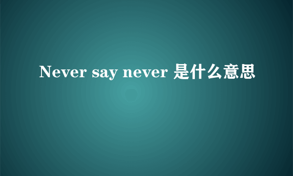 Never say never 是什么意思