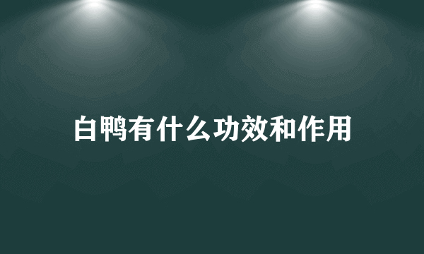 白鸭有什么功效和作用