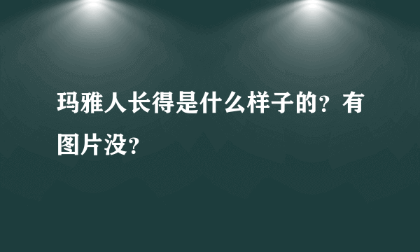 玛雅人长得是什么样子的？有图片没？