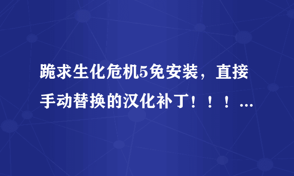 跪求生化危机5免安装，直接手动替换的汉化补丁！！！！！！！！