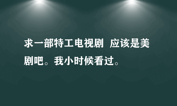 求一部特工电视剧  应该是美剧吧。我小时候看过。