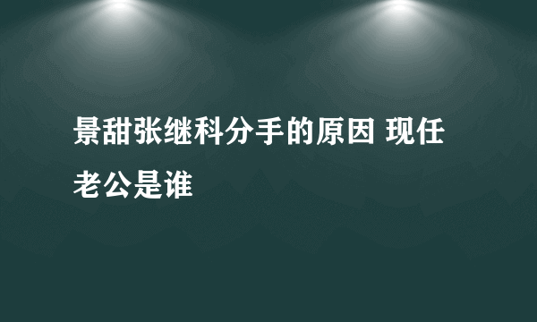 景甜张继科分手的原因 现任老公是谁