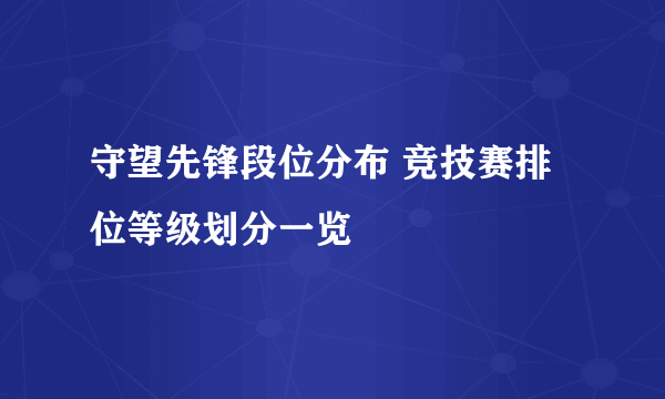 守望先锋段位分布 竞技赛排位等级划分一览