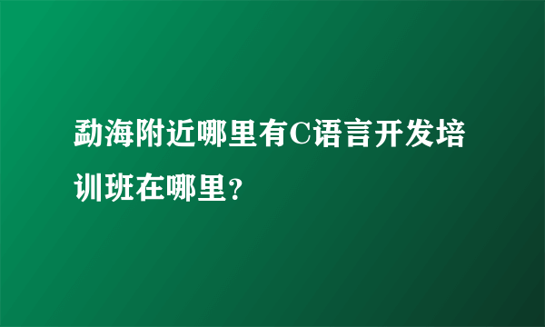 勐海附近哪里有C语言开发培训班在哪里？