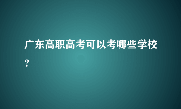 广东高职高考可以考哪些学校？