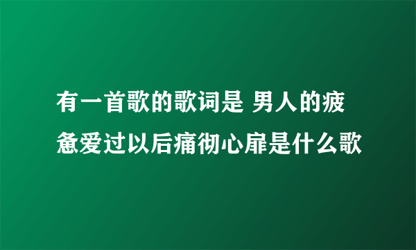 有一首歌的歌词是 男人的疲惫爱过以后痛彻心扉是什么歌