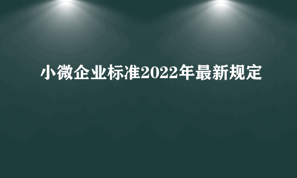 小微企业标准2022年最新规定