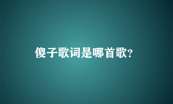 傻子歌词是哪首歌？