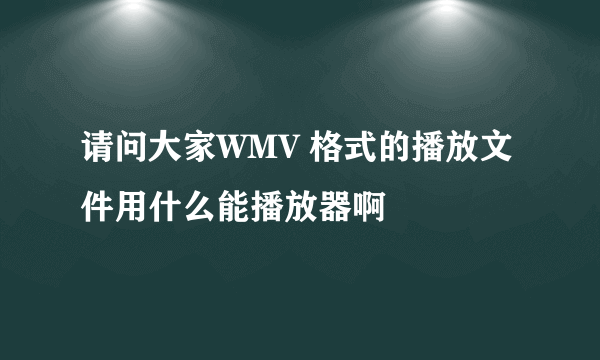 请问大家WMV 格式的播放文件用什么能播放器啊