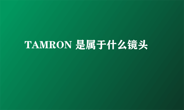 TAMRON 是属于什么镜头