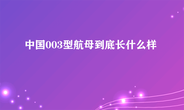 中国003型航母到底长什么样