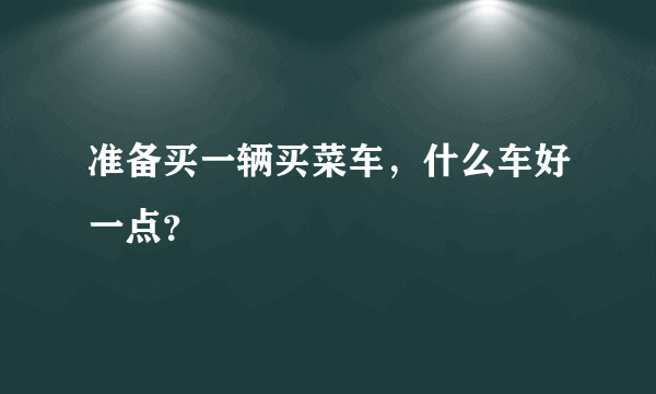 准备买一辆买菜车，什么车好一点？