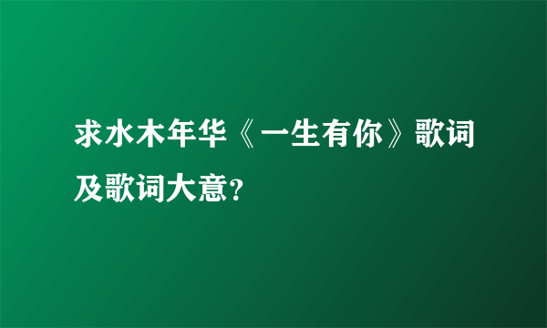 求水木年华《一生有你》歌词及歌词大意？