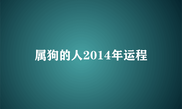 属狗的人2014年运程