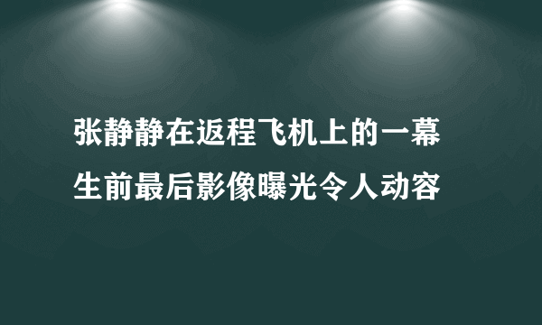 张静静在返程飞机上的一幕 生前最后影像曝光令人动容