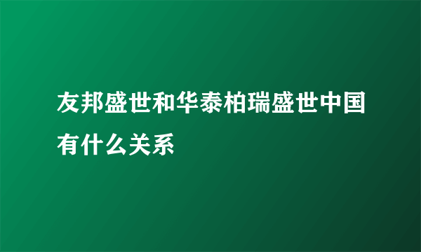 友邦盛世和华泰柏瑞盛世中国有什么关系