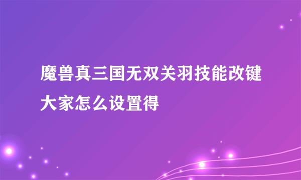 魔兽真三国无双关羽技能改键大家怎么设置得