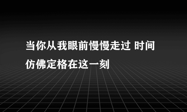 当你从我眼前慢慢走过 时间仿佛定格在这一刻