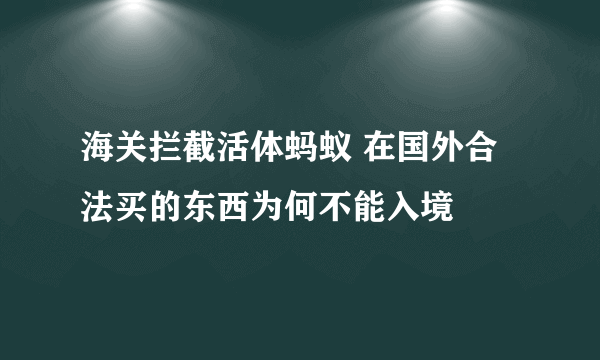 海关拦截活体蚂蚁 在国外合法买的东西为何不能入境