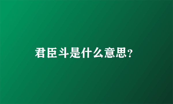 君臣斗是什么意思？