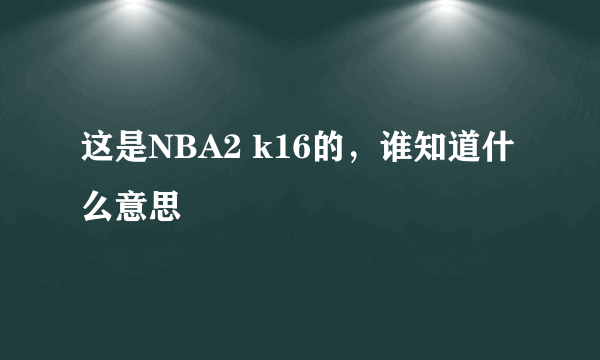 这是NBA2 k16的，谁知道什么意思