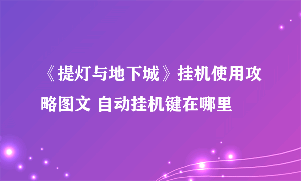 《提灯与地下城》挂机使用攻略图文 自动挂机键在哪里