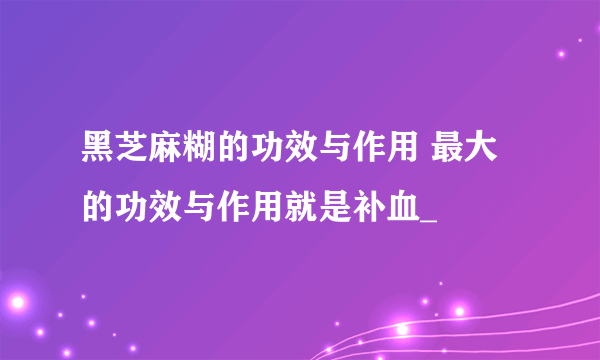 黑芝麻糊的功效与作用 最大的功效与作用就是补血_