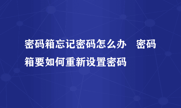 密码箱忘记密码怎么办   密码箱要如何重新设置密码