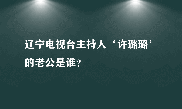 辽宁电视台主持人‘许璐璐’的老公是谁？