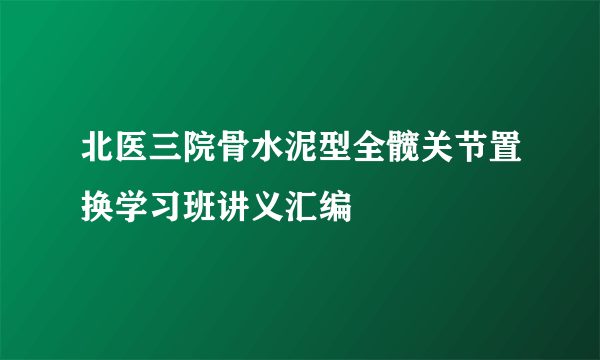 北医三院骨水泥型全髋关节置换学习班讲义汇编