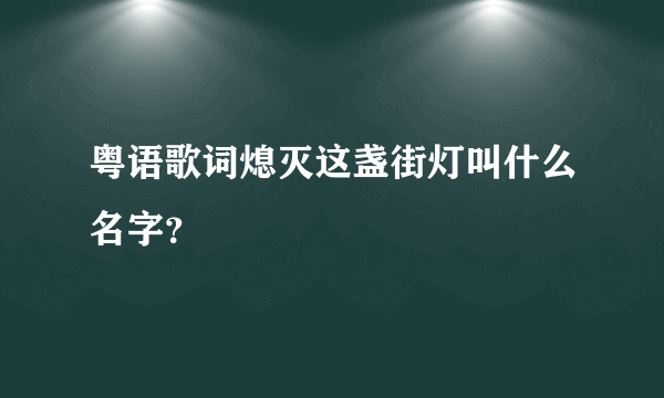 粤语歌词熄灭这盏街灯叫什么名字？